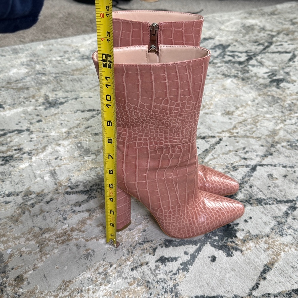 SIMMI pink Crocodile Embossed blocked Healed Calf Height Boots size 7 - Picture 12 of 14